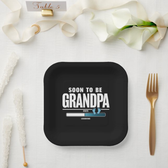Mens Soon To Be Grandpa EST. 2025 New Grandpa  Paper Plates (Wedding)