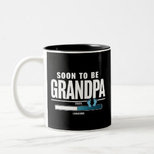 Mens Soon To Be Grandpa EST. 2025 New Grandpa  Two-Tone Coffee Mug