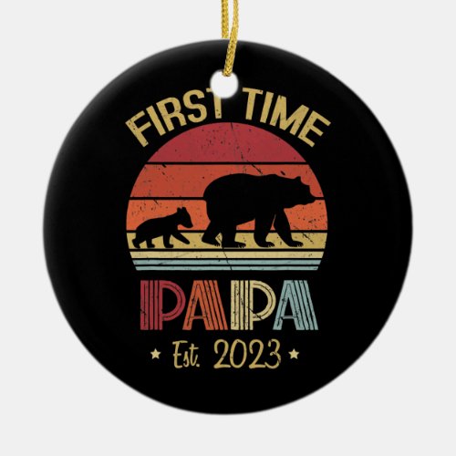 Mens Soon To Be Papa Est 2023 Vintage Fathers Day Ceramic Ornament