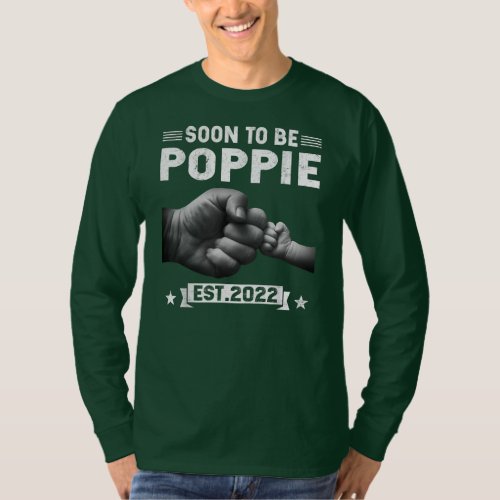 Mens Soon To Be Poppie Est 2022 Retro Fathers Day T_Shirt