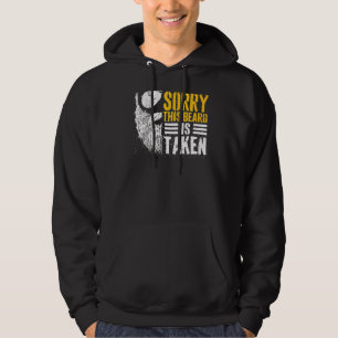 Mens Sorry This Beard Is Taken Funny Vintage Beard Hoodie