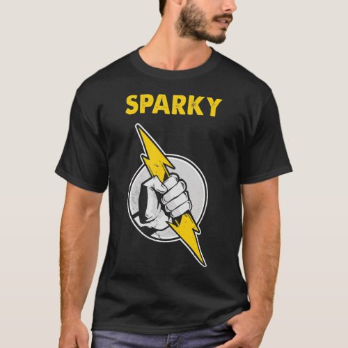 Mens Sparky Electrician Hand Lightning  T_Shirt