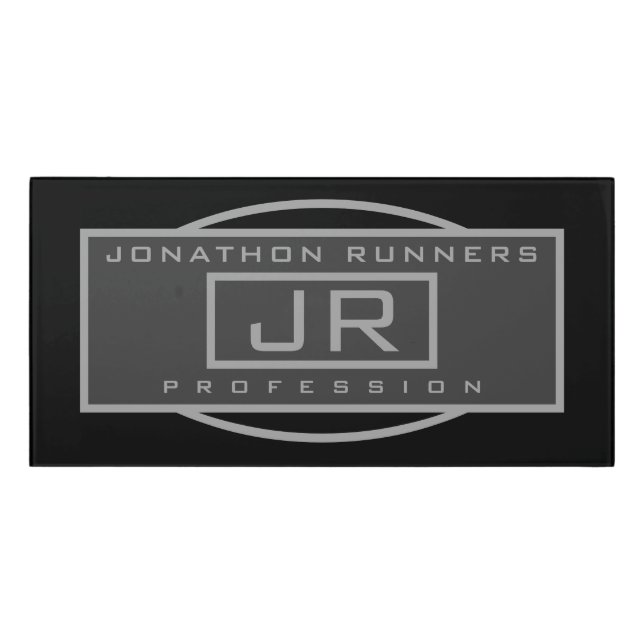 Men's Sporty Geometric Dark Greys & Black  Door Sign (Classic Front)