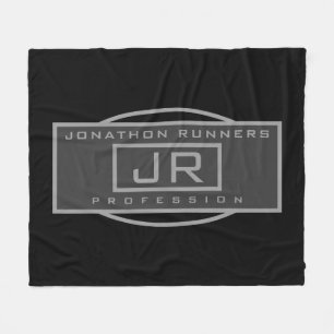 Men's Sporty Geometric Dark Greys & Black Fleece Blanket
