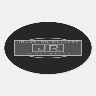 Men's Sporty Geometric Dark Greys & Black Oval Sticker