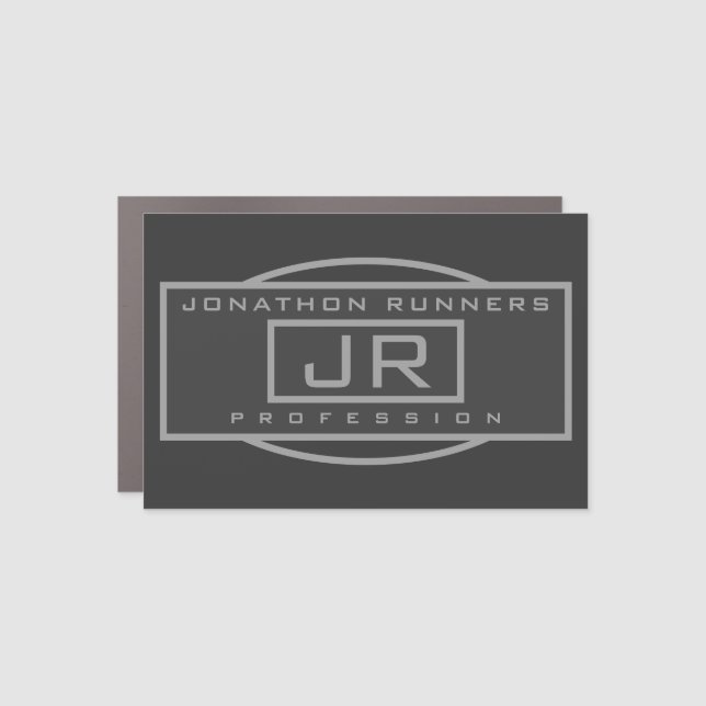 Men's Sporty Geometric Grey & Dark Greys Car Magnet (Front)