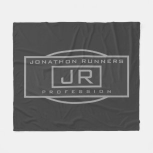 Men's Sporty Geometric Grey & Dark Greys Fleece Blanket
