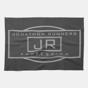 Men's Sporty Geometric Grey & Dark Greys Kitchen Towel