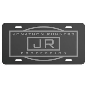 Men's Sporty Geometric Grey & Dark Greys License Plate