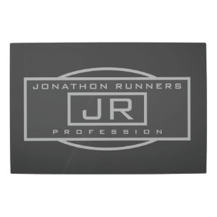 Men's Sporty Geometric Grey & Dark Greys Metal Print