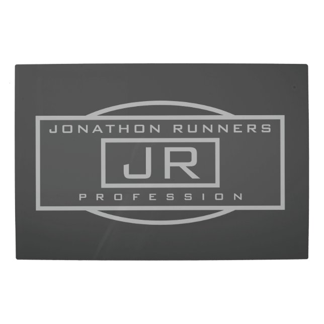 Men's Sporty Geometric Grey & Dark Greys Metal Print (Front)