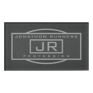Men's Sporty Geometric Grey & Dark Greys Name Tag