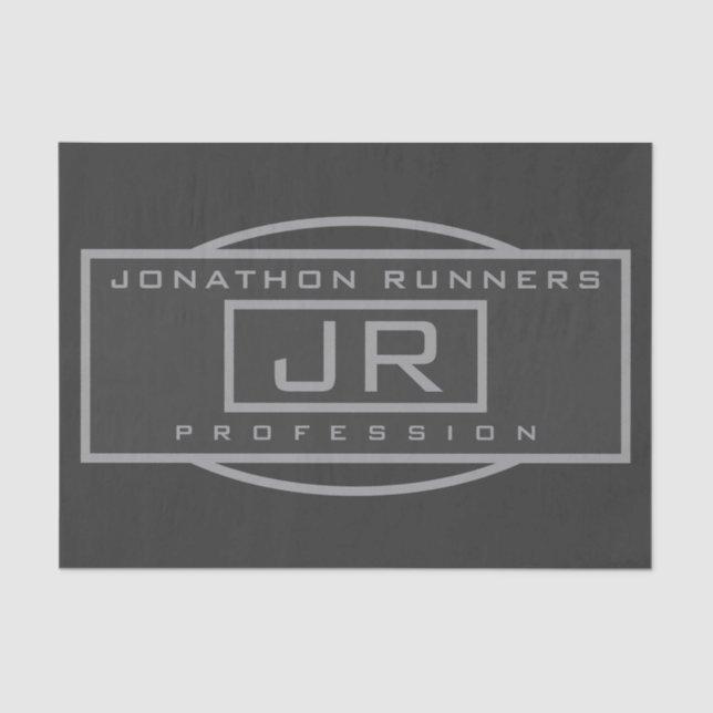 Men's Sporty Geometric Grey & Dark Greys Tissue Paper (Front)