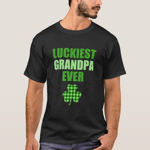 Mens St Patricks Luckiest Grandpa Ever Irish T_Shirt