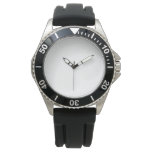 Men&#39;s Stainless Steel Black Leather Strap Watch at Zazzle