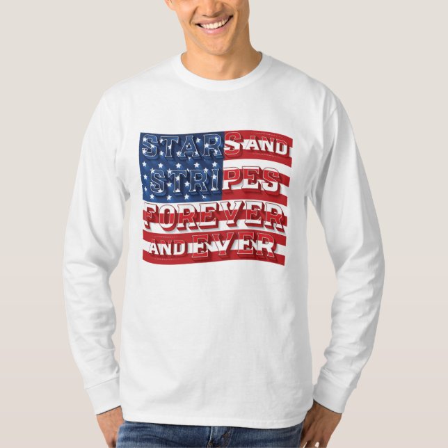 Men's Stars and Stripes Long-Sleeve Shirt / White (Front)