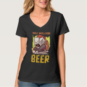 Mens Steelworker Beer Drinking Welder Welding T-Shirt