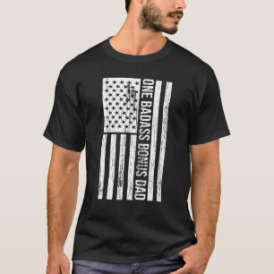 Mens Step Dad One Badass Bonus Dad American Flag F T-Shirt