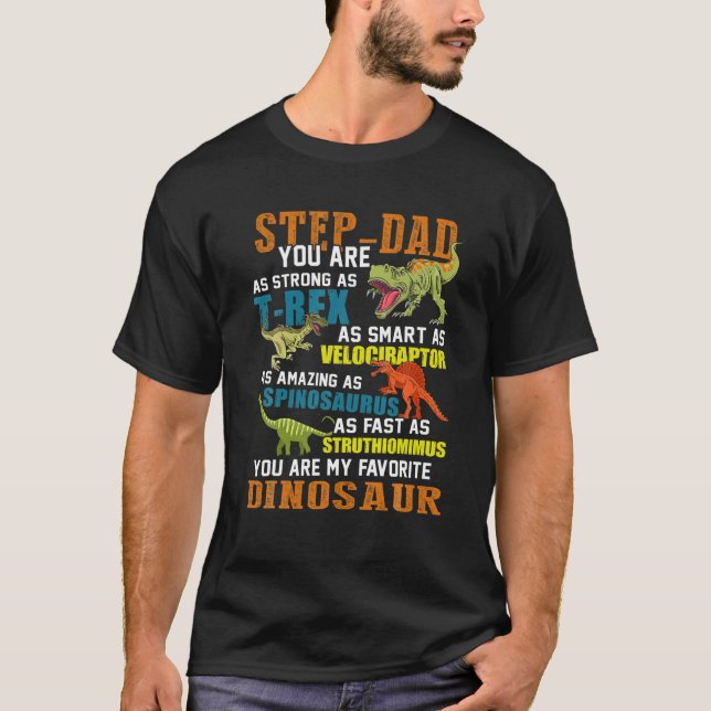 Mens Step-Dadsaurus T Rex Dinosaur Step-Dad Saurus T-Shirt (Front)