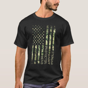 Mens Stepdad Daddy Protector Hero Fathers Day Fl T-Shirt