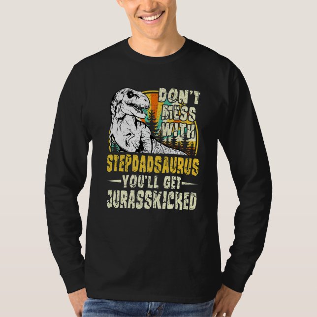 Mens Stepdad Rex Saurus Papasaurus Dinosaurs Men F T-Shirt (Front)
