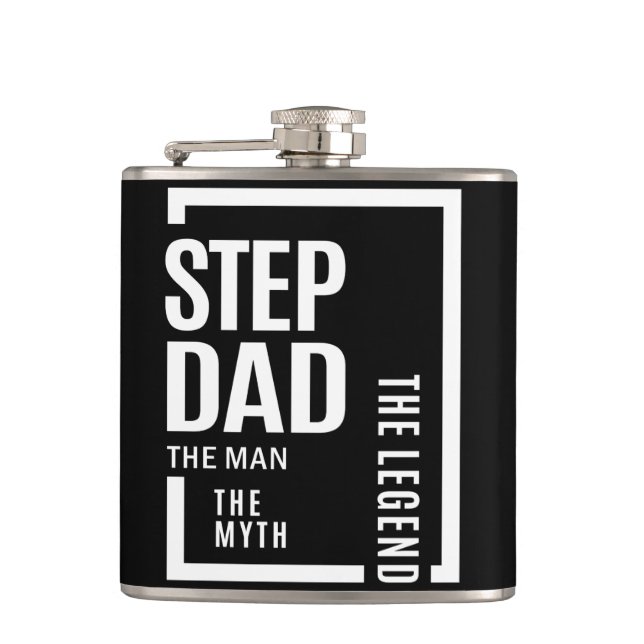 Mens Stepdad The Man The Myth The Legend Gift Flask (Front)