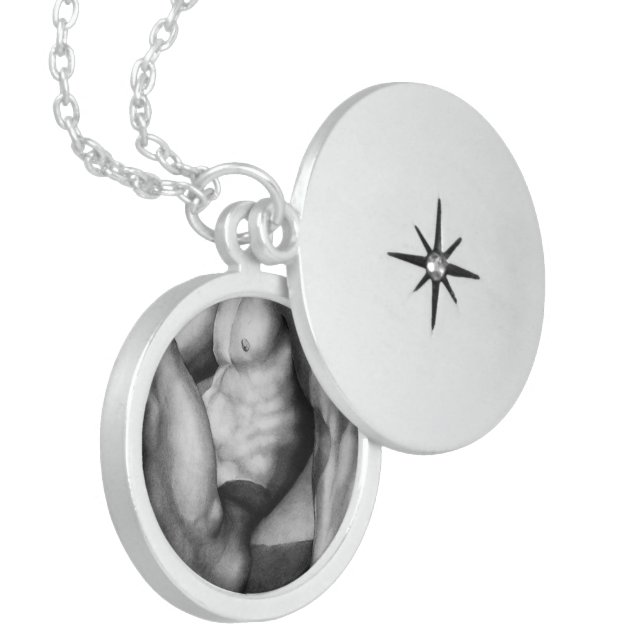 Men's Sterling Silver Locket Male Bodybuilder Art