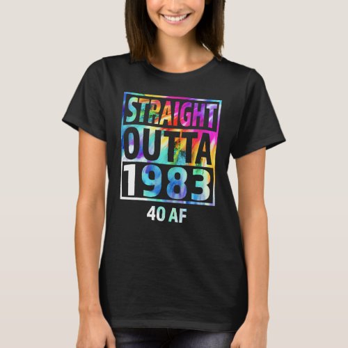 Mens Straight Outta 1983 40th Birthday  For Her Hi T_Shirt