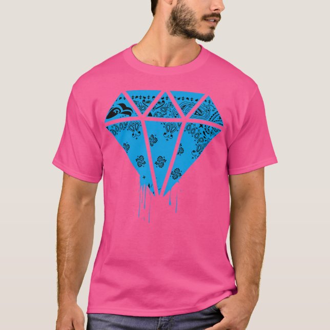 Men'S Street Wear Hip Hop T Shirt Baby Blue Bandan (Front)
