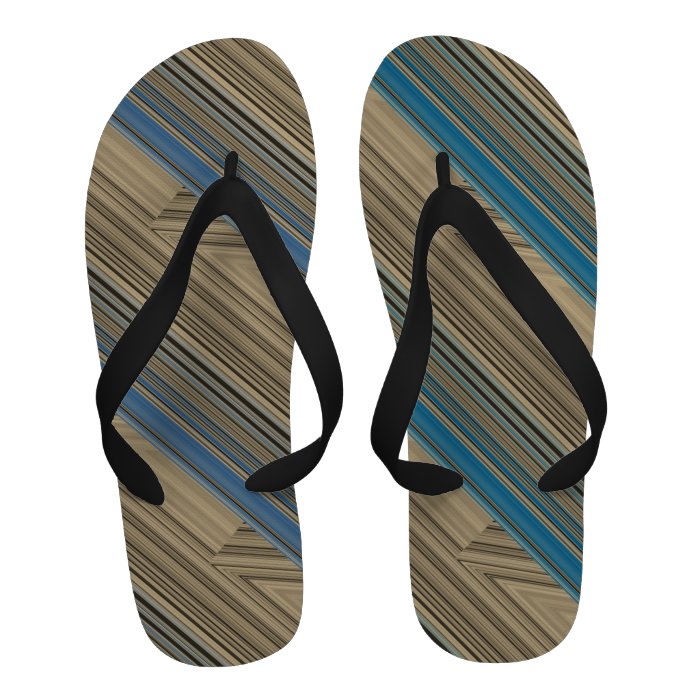 Men's striped brown & blue thongs