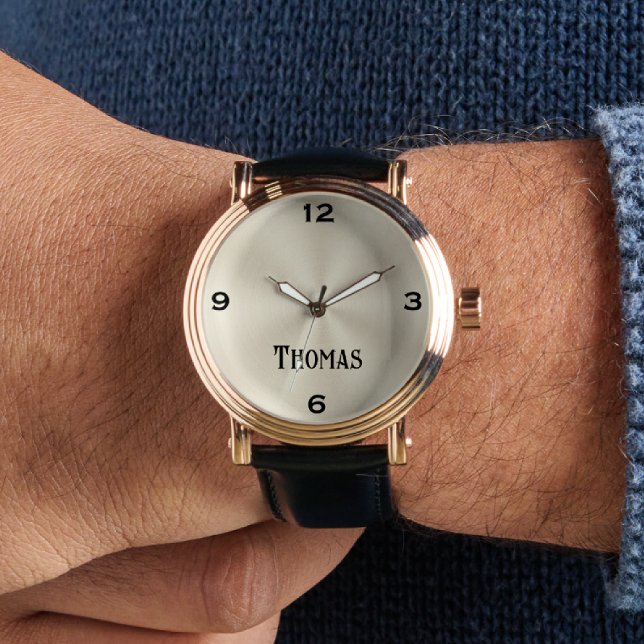 Men's Stylish Gold Vintage Watch Leather Strap (Creator Uploaded)