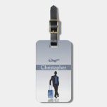 Mens Stylish Personalized Silhouette Luggage Tag at Zazzle