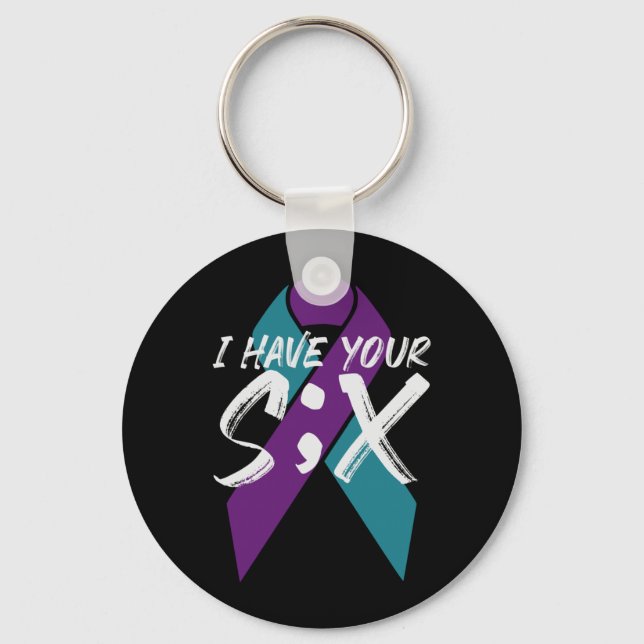 Mens Suicide Semicolon Six Gift Performance Keychain (Front)