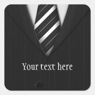 Men's Suit Closeup Customizable Square Sticker