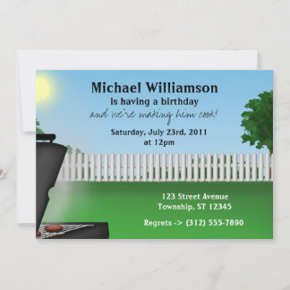 Mens Summer BBQ Birthday Invitations