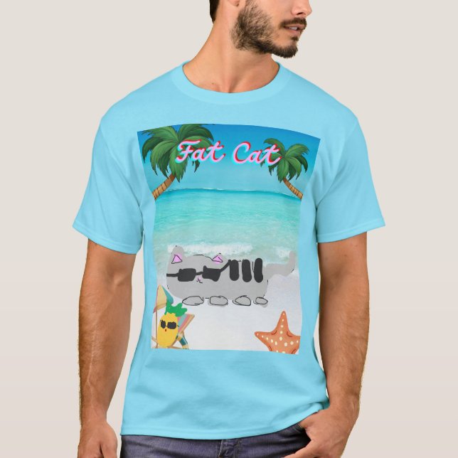 mens summer fat cat t-shirt (Front)