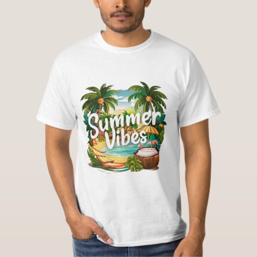 Mens Summer Vibes Tee Bright Graphic Tee 