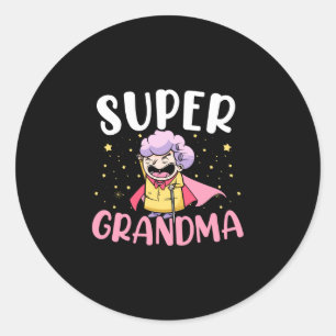 Mens super grandma superhero grandmother granny classic round sticker