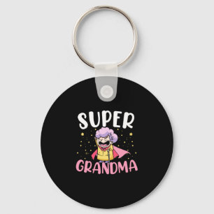 Mens super grandma superhero grandmother granny keychain