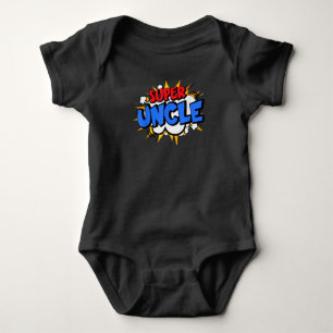 Mens Super Uncle Funny Cool Comic Cartoon Hero Baby Bodysuit