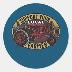 Men's Support Your Local Farmer  Classic Round Sticker