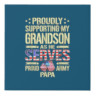 Mens Supporting My Grandson As He Serves Faux Canvas Print