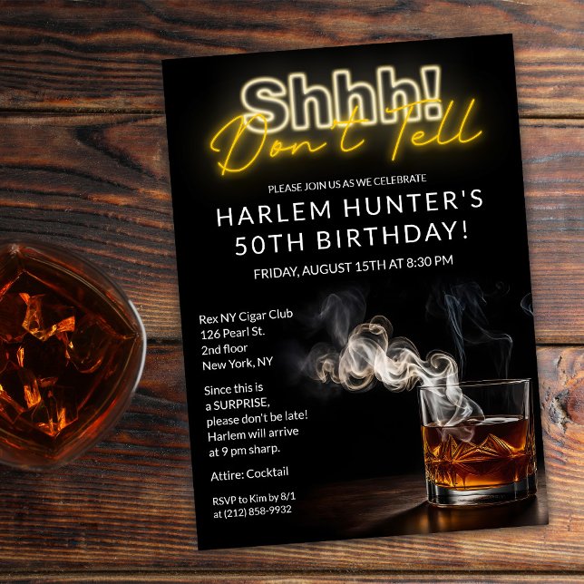 Men's Surprise Smoke & Whiskey Birthday Invitation (Creator Uploaded)