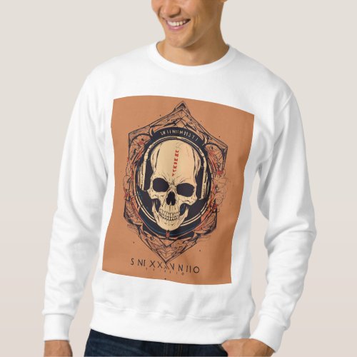 Mens Sweatshirt Skull Abstract Design Sweatshirt