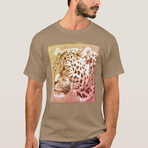 Mens T_Shirt Leopard Head Modern Elegant Template