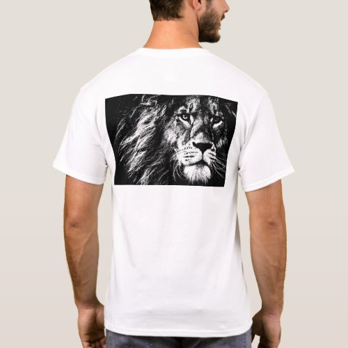 Mens T_Shirt Lion Face Back Side Print Template