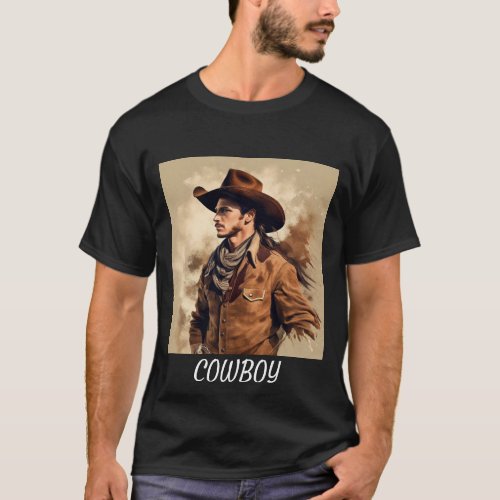 Mens T_Shirt Print on Cowboy