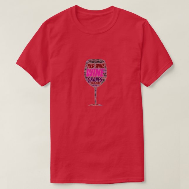 Mens T-Shirt Red White Wine Glass (Design Front)