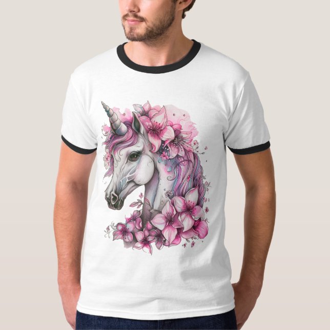 Men's T-shirt with a unicorn. (Front)