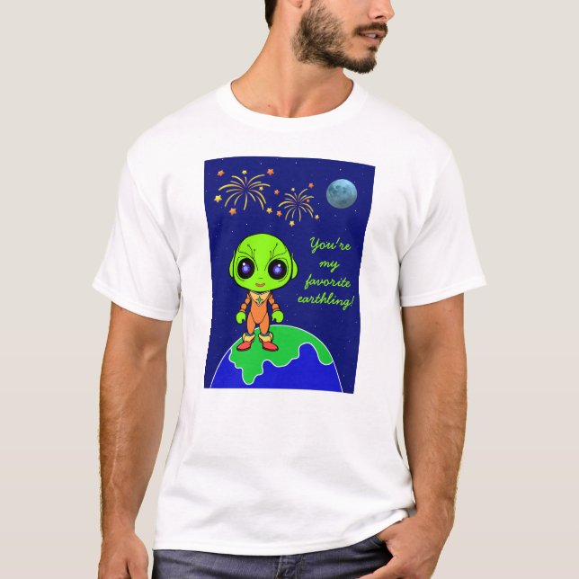 Men's T-Shirt with Alien and Fireworks by JoImages (Front)